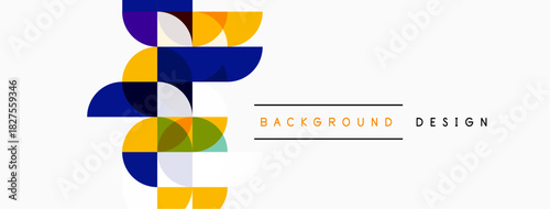 Abstract colorful overlapping circles create modern design. White background provides clean visual space. Simple text labels elements.