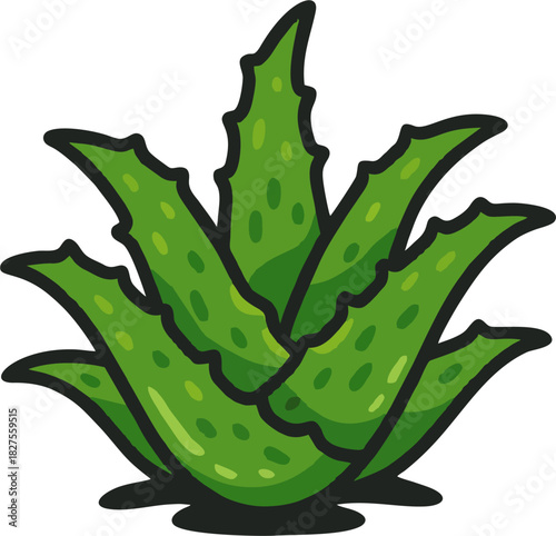 Cute Aloe Vera Plant Vector on Pastel Background – Minimalist Herbal Skincare Illustration