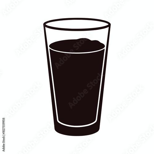 Black silhouette of a tall glass filled with dark liquid