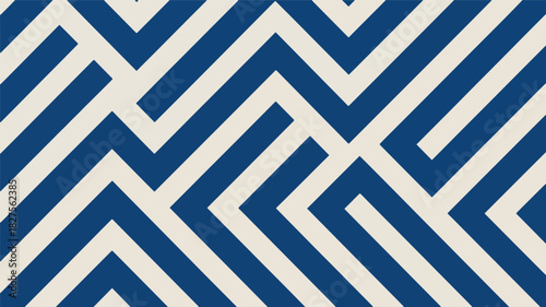 Abstract geometric pattern in deep blue and beige with sharp angular lines