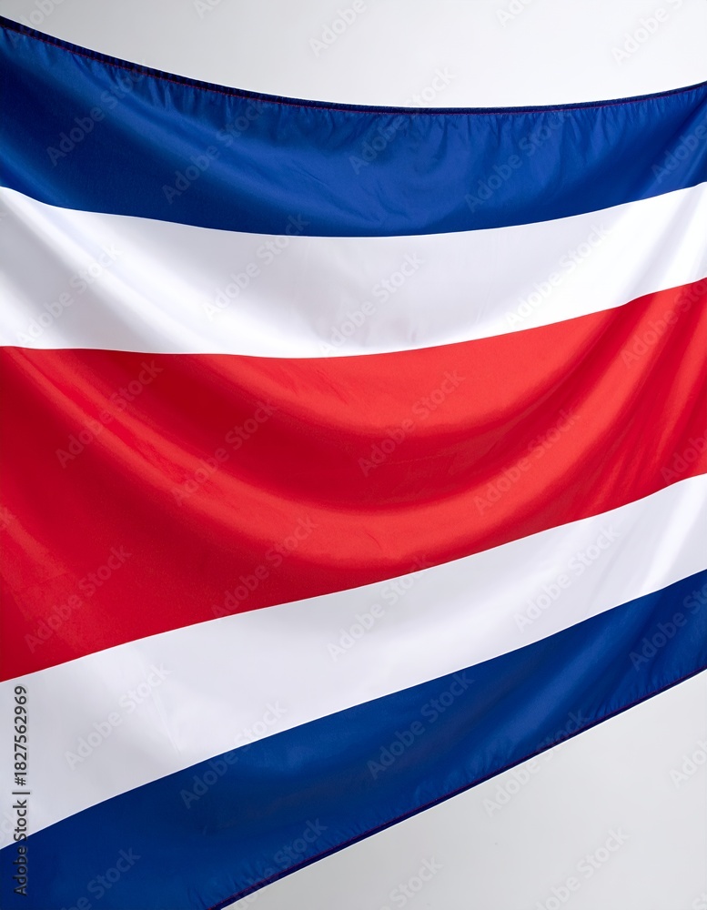 Naklejka premium Vibrant Costa Rican Flag Waving Proudly, Symbolizing National Identity and Heritage.