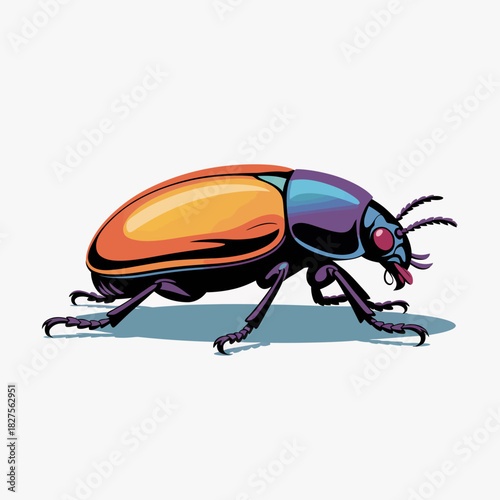 A vibrant illustration of a colorful beetle, showcasing its unique pattern and playful design, evoking curiosity and wonder about nature's creativity and biological diversity.
