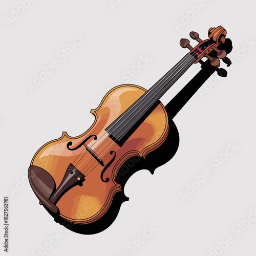 An elegantly designed violin rests on a flat surface, showcasing its rich wooden texture and curves, symbolizing music, art, and cultural heritage with depth.