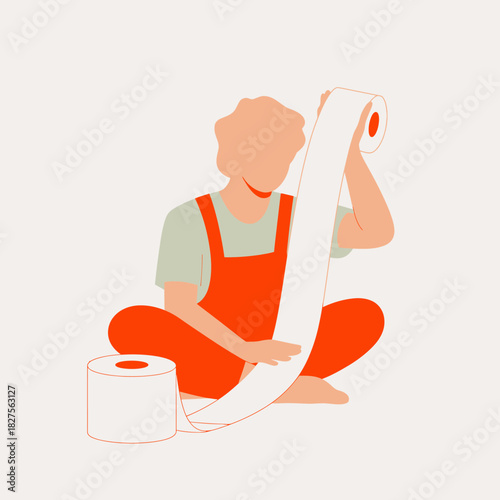 An individual creatively using a roll of paper, illustrating the artistic process and the joy of making, perfect for content related to art, creativity, and personal expression.