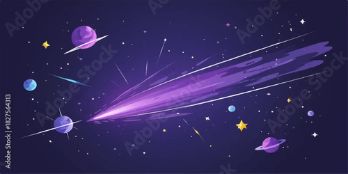 Abstract blue light galaxy illustration of the dark night sky cosmos with bright stars and nebula