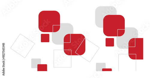 White background with abstract red grey square decoration. Vector illustration for modern presentation background, brochure design, business card background, website slider, landing page