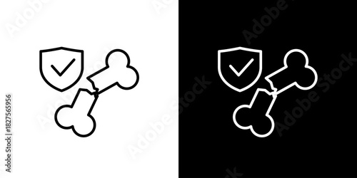 Protection and Safety Icon Shield and Broken Bone symbolizing Injury Prevention and Health Security