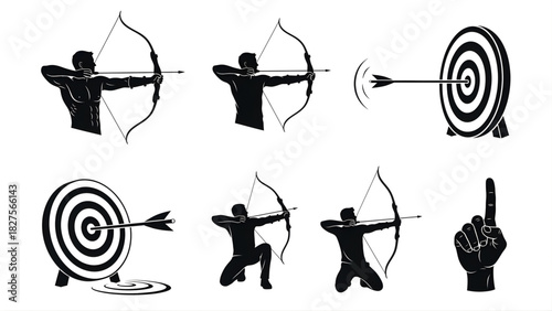 Archery and Target Practice Icons A Collection of Silhouettes for Sports and Precision