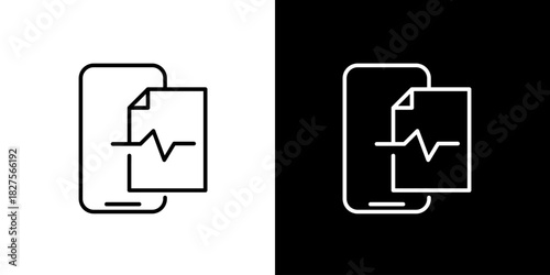 Mobile Healthcare Report Icon Monitoring Health Data via Smartphone, Digital Health Analytics