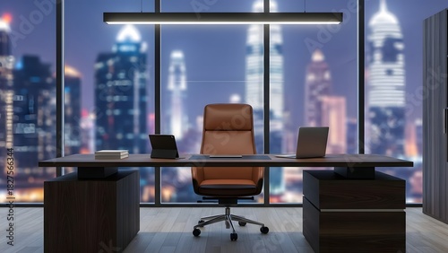 Wallpaper Mural Modern Office Interior with Cityscape View at Night Torontodigital.ca