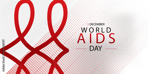 World AIDS Day Awareness vector background design. Realistic red ribbon. Support people. EPS10, WEBSITE