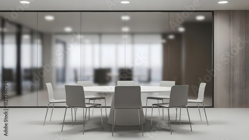 Wallpaper Mural Modern Conference Room with Circular Table and Ergonomic Chairs Torontodigital.ca