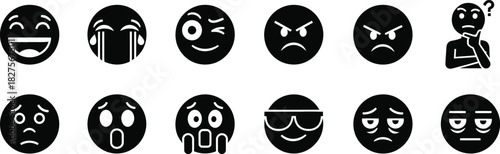 Emoji icon set isolated on white background