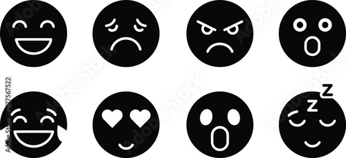 Emoji icons set isolated on white background