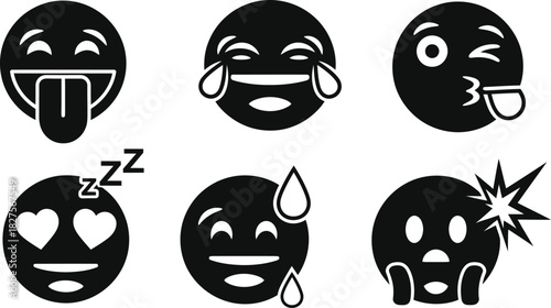 Emoji emotion icons isolated on white background
