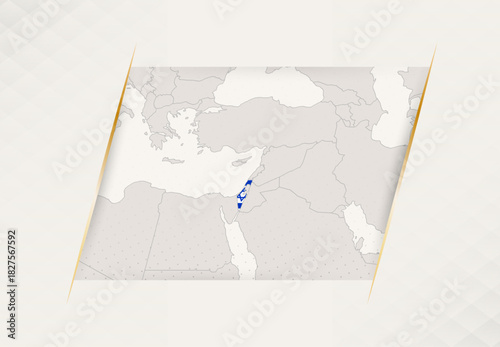 Israel Country Map Featuring National Flag Colors.