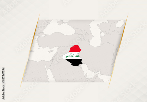 Iraq Country Map Featuring National Flag Colors.