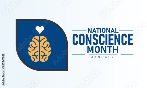 National Conscience Month Poster Banner and Background Design Template Featuring Ethical Values Illustration for Personal Responsibility Moral Awareness and Positive Character Development Campaign