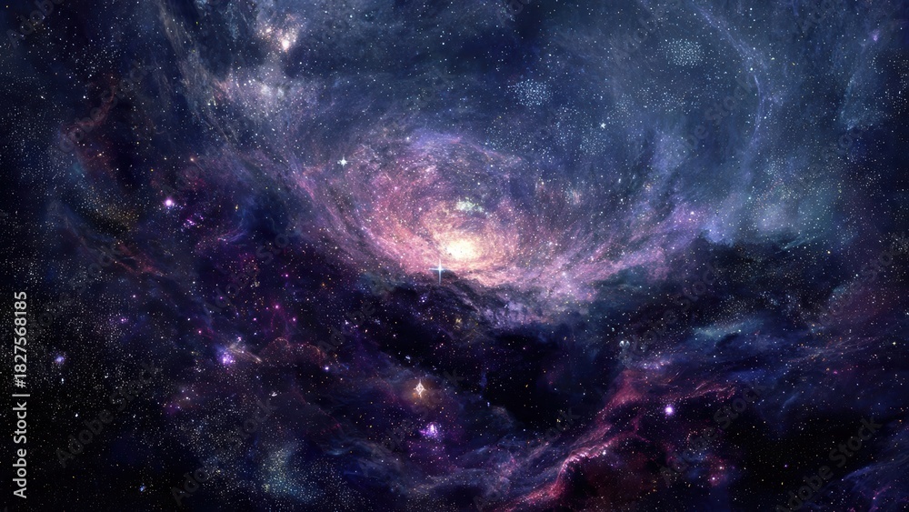 Fototapeta premium Mystical cosmic galaxy: stunning swirls of colorful stars and interstellar clouds