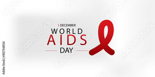 Flat banner template of world aids day with ribbon. eps10, web