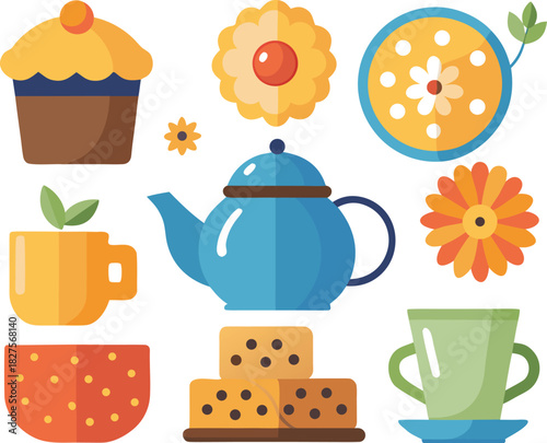 Vector tea time icons bundle 30 scalable eps illustrations for graphic design projects