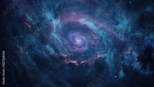 Mystical cosmic spiral galaxy with vibrant nebulae and stars