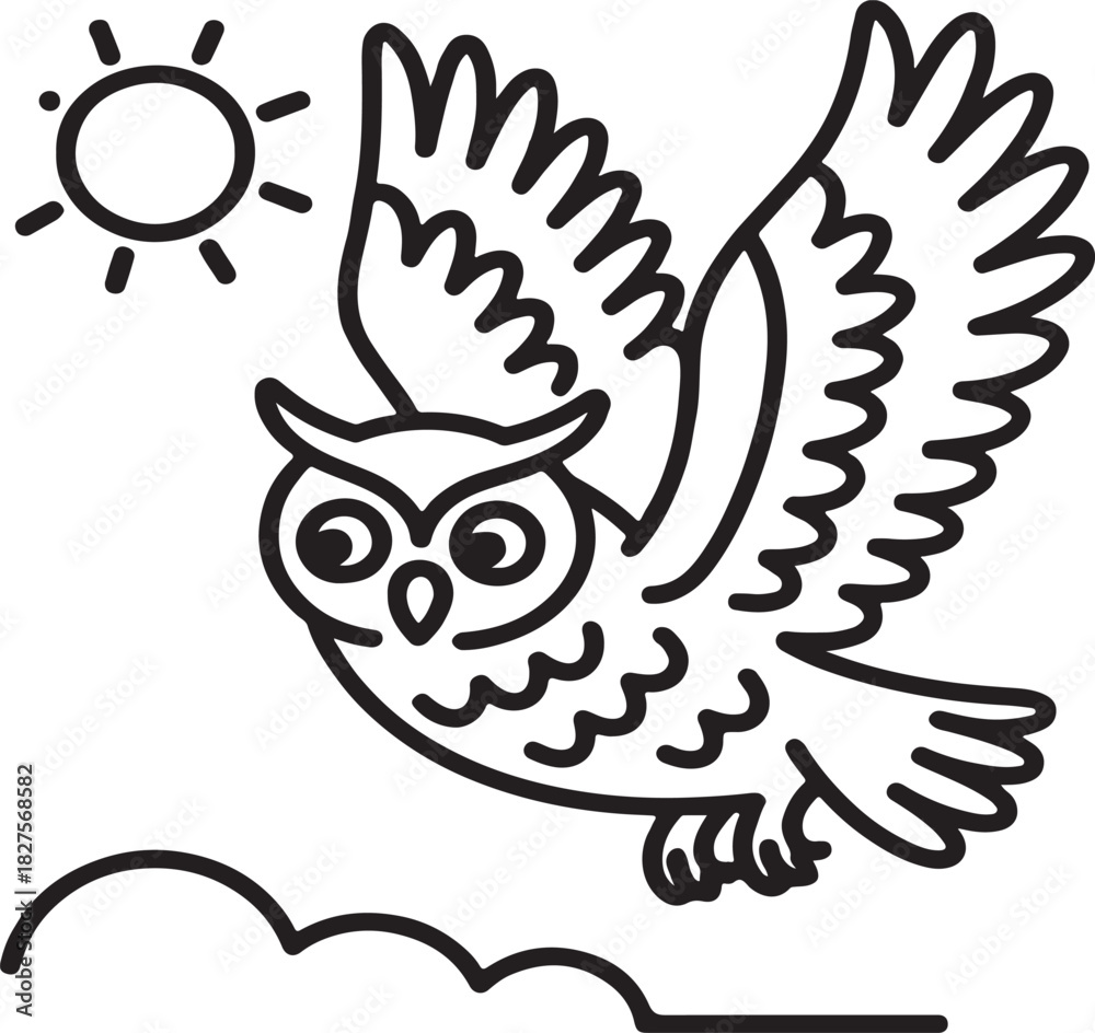 Obraz premium Owl vector illustration of a majestic nocturnal bird with large eyes and intricate feather patterns