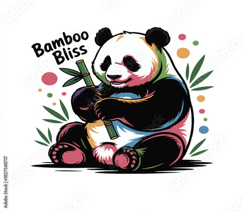 Panda vector illustration with a cute and friendly design standing upright on a white background