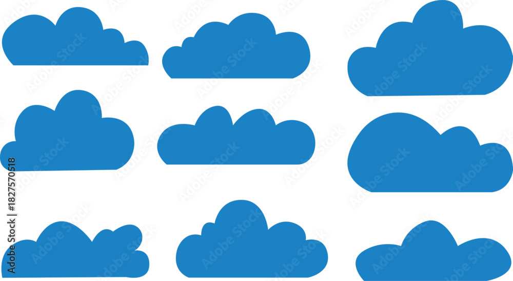 Fototapeta premium Set of blue clouds