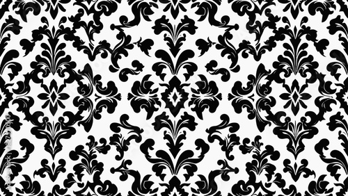 Classic wallpaper pattern with stylized flowers and symmetrical ornamental accents