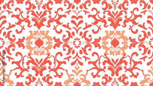 seamless pattern with red damask
