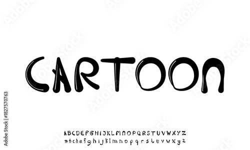 cartoon alphabet, cartoon font, playful joyful letters for fun logo, exclaiming headline, comic book speech typography, game design. Vector typographic design