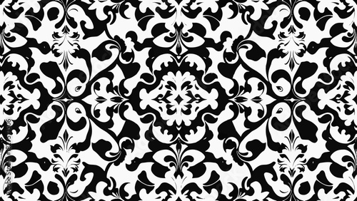 Luxurious decorative texture with ornate damask motifs and intricate botanical elements arranged in symmetry