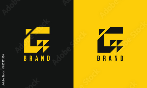 A bold and angular G monogram built from geometric shapes, creating a strong and modern lettermark suitable for technology brands, startups, digital companies, and businesses seeking a sharp, contempo