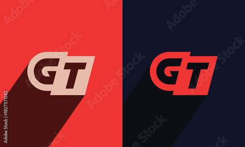A bold GT monogram with sharp geometric lettering and a strong shadow effect, creating a powerful and modern typographic identity. Perfect for automotive brands, tech companies, sports businesses, and
