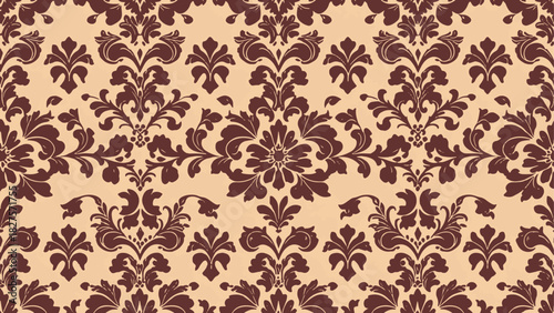 Sophisticated decorative pattern with intricate floral medallions and curling vine elements forming a balanced composition