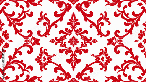 Floral pattern. Vintage wallpaper in the Baroque style. Seamless vector background. White and pink ornament for fabric, wallpaper, packaging. Ornate Damask flower ornament