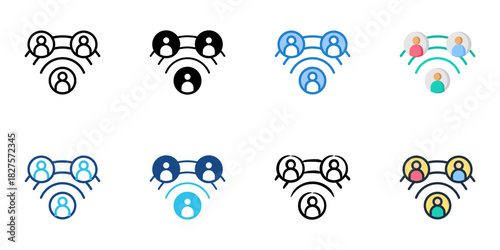 Influence icon set multiple style vector collection 
