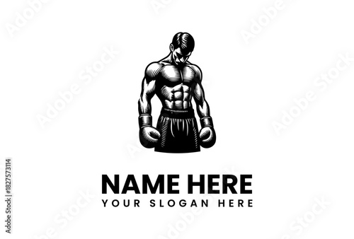Vector illustration of a powerful boxer mascot, a strong fighter logo concept for a gym or combat sports team