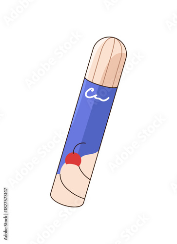 Icon of whipped cream container. Bottle of creamy topping for icing, frosting. Packaging of sweet dairy foam, custard for bakery, cooking cakes. Flat isolated vector illustration on white background