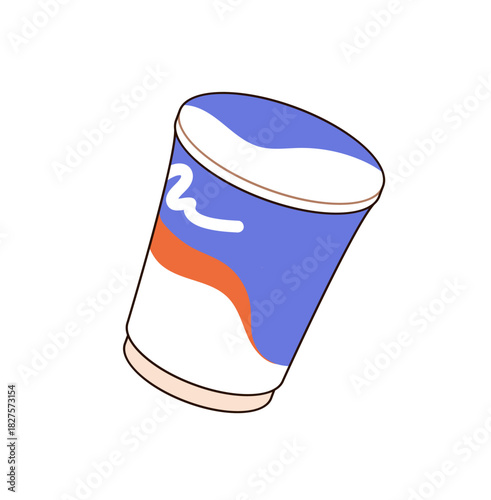 Yogurt container icon. Closed packaging of organic yoghurt. Bottle of farm sour cream. Milk or dairy product in grocery store. Natural food. Flat isolated vector illustration on white background