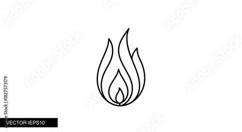 Minimalist Flame Outline Icon Vector Graphic Design. Heat Symbol for Website or App