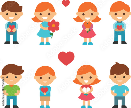 Charming romantic couple icons pack vector illustration for valentines day and love stories