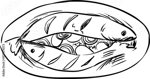 Hand-drawn Mediterranean food doodles featuring Italian pasta, cheese, and pizza. Perfect for dinner menus, picnic designs, or summer cuisine illustrations.