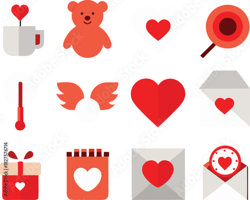 30 valentine's day love icons bundle red heart vector illustration scalable eps for romantic design