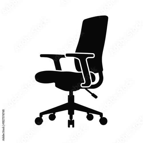 office chair isolated on white, Executive Swivel Chair Icon Vector, Comfortable Computer Armchair Silhouette, Corporate Office Seating