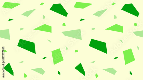 Abstract terrazzo-style pattern featuring scattered green geometric fragments on a soft cream background, creating a natural, lively visual effect suitable for packaging, and decorative graphic themes