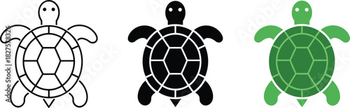 Black solid sea turtle vector icon symbol isolated on transparent background illustrating ocean wildlife