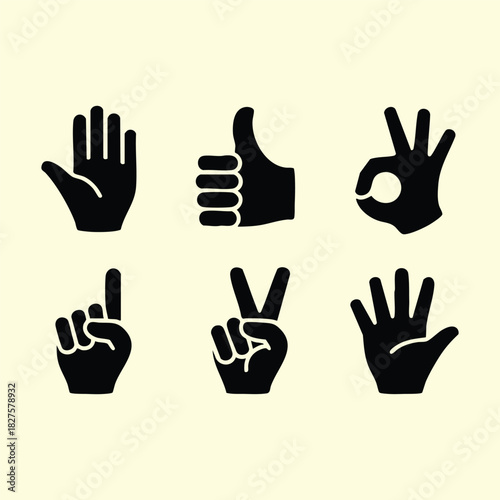 Collection of Hand Gesture Silhouettes, silhouette, vector.