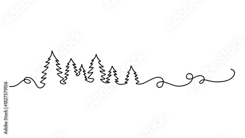 christmas trees line art vector decoration,background, invitation